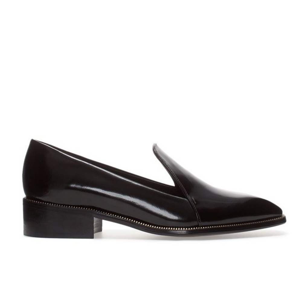 Zara Woman Loafer with metal zipper detail.